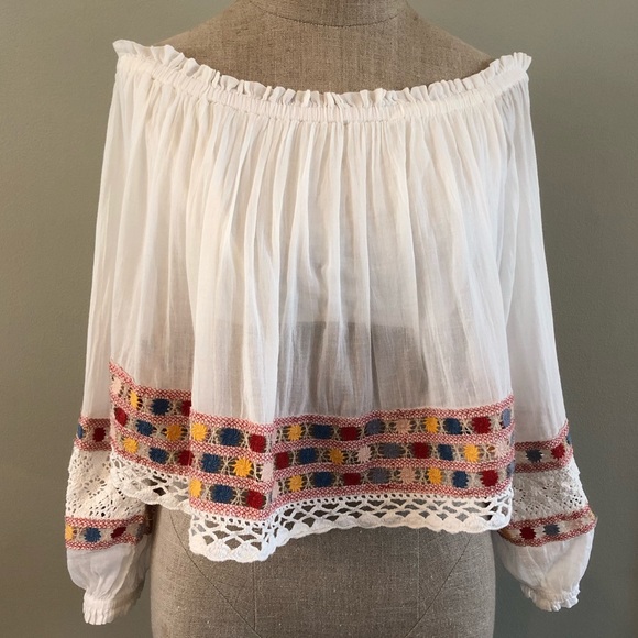 Free People Lace Muli-Color Crop-top w/builtin Bra - Picture 3 of 8